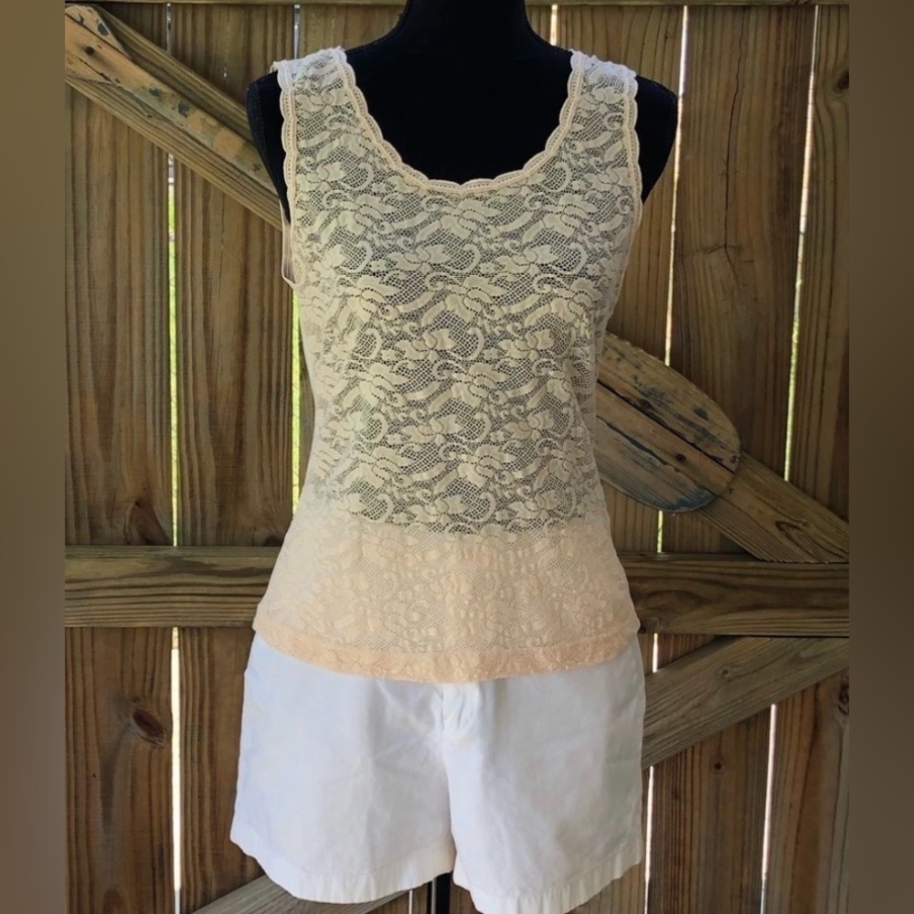 Vintage Victoria’s Secret Gold Label Stretch Cream Lace Cami Tank Size L